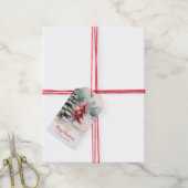Rode en groene pijnbomen Kerstmis Cadeaulabel (Met Touw)