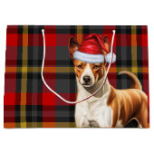 Rode en groene Plaid Basenji Hondenvakantie Groot Cadeauzakje (Voorkant)