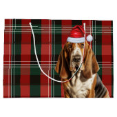 Rode en groene Plaid Basset Hound Hondenliefhebber Groot Cadeauzakje (Achterkant)