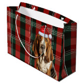 Rode en groene Plaid Basset Hound Hondenliefhebber Groot Cadeauzakje (Achterkant Gekanteld)