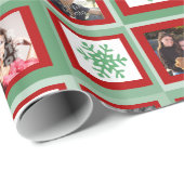 Rode en Groene Pleinen Gepersonaliseerde Foto Kers Cadeaupapier (Rol Hoek)