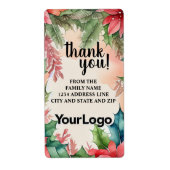 Rode en groene Poinsettia kerstboom krans Etiket (Voorkant)