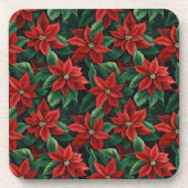  rode en groene Poinsettias digitale kunst Bier Onderzetter (Voorkant)