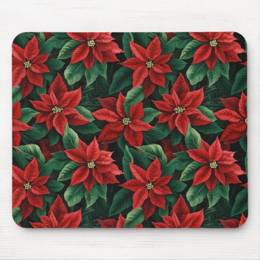  rode en groene Poinsettias digitale kunst Muismat (Voorkant)