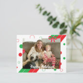 Rode en groene poka Dot Prettige feestdagen Kerstm Briefkaart (Staand voorkant)