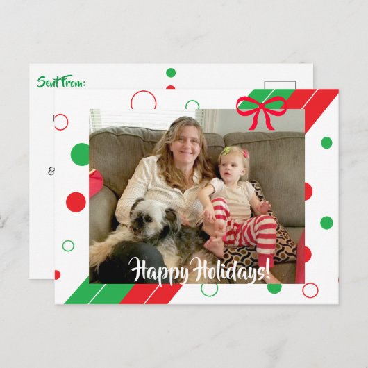 Rode en groene poka Dot Prettige feestdagen Kerstm Briefkaart (Voorkant / Achterkant)