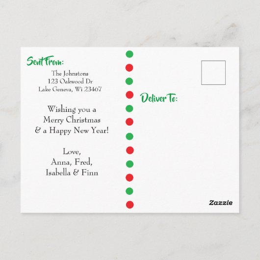 Rode en groene poka Dot Prettige feestdagen Kerstm Briefkaart (Achterkant)