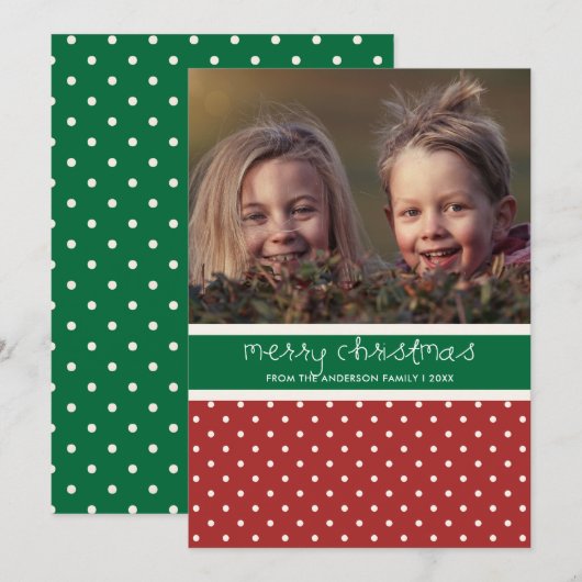 Rode en groene poka Dots Kaart voor kerstmis (Voorkant / Achterkant)