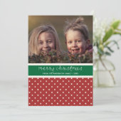 Rode en groene poka Dots Kaart voor kerstmis (Staand voorkant)