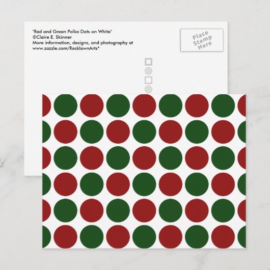Rode en groene poka dots op wit briefkaart (Voorkant / Achterkant)