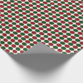 Rode en groene poka dots op wit cadeaupapier (Hoek)