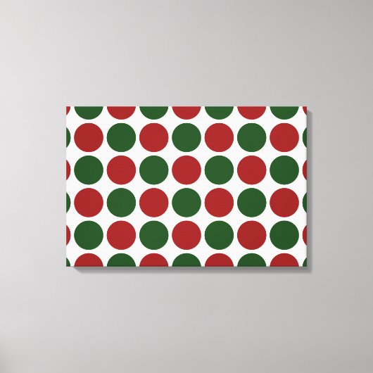 Rode en groene poka dots op wit canvas afdruk (Voorkant)