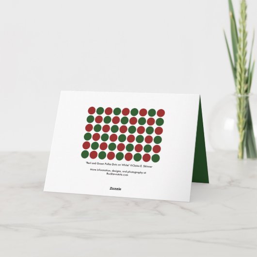 Rode en groene poka dots op wit feestdagen kaart (Achterkant)