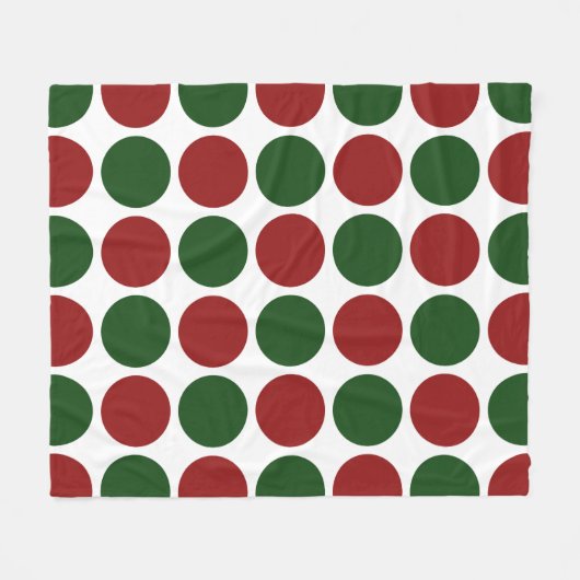Rode en groene poka dots op wit fleece deken (Voorkant (Horizontaal))
