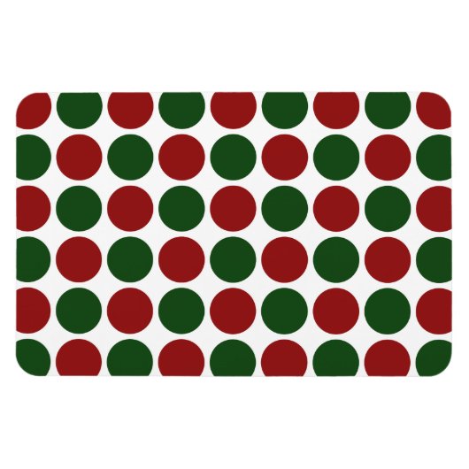 Rode en groene poka dots op wit magneet (Horizontaal)