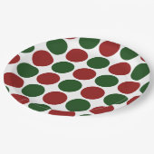 Rode en groene poka dots op wit papieren bordje (Gekanteld)