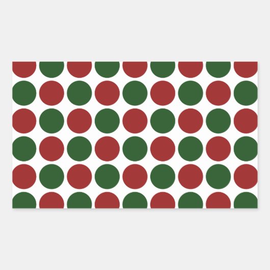 Rode en groene poka dots op wit rechthoekige sticker (Voorkant)