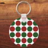 Rode en groene poka dots op wit sleutelhanger (Voorkant)