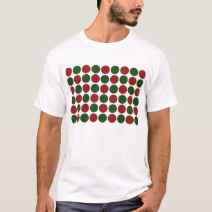 Rode en groene poka dots op wit t-shirt