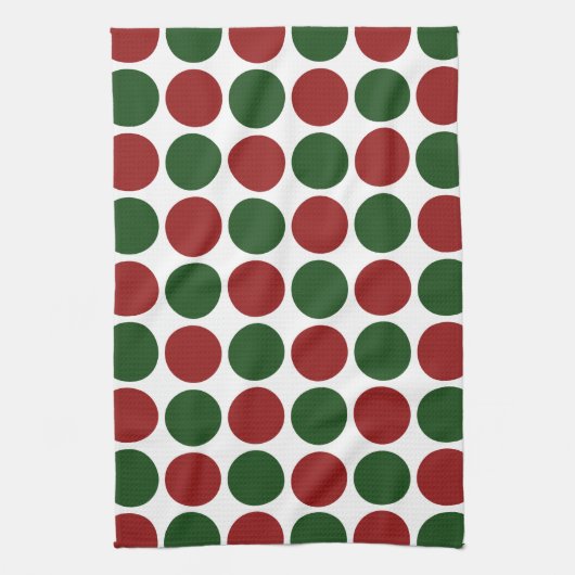 Rode en groene poka dots op wit theedoek (Verticaal)