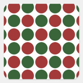 Rode en groene poka dots op wit vierkante sticker