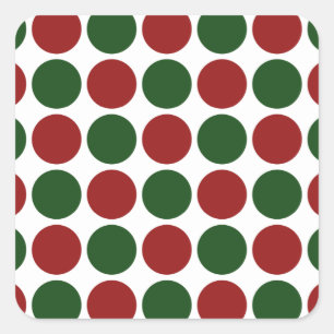 Rode en groene poka dots op wit vierkante sticker