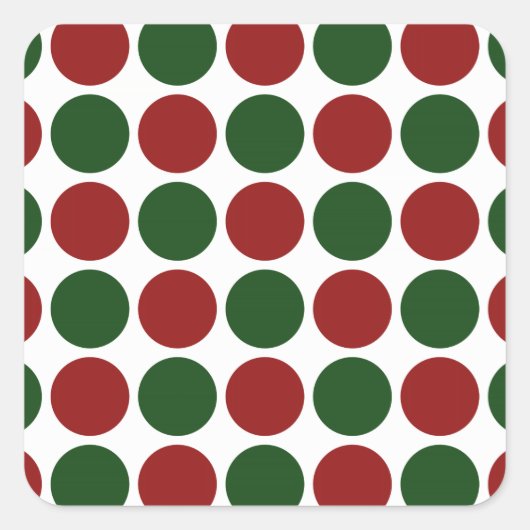 Rode en groene poka dots op wit vierkante sticker (Voorkant)
