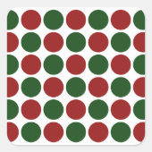 Rode en groene poka dots op wit vierkante sticker (Voorkant)