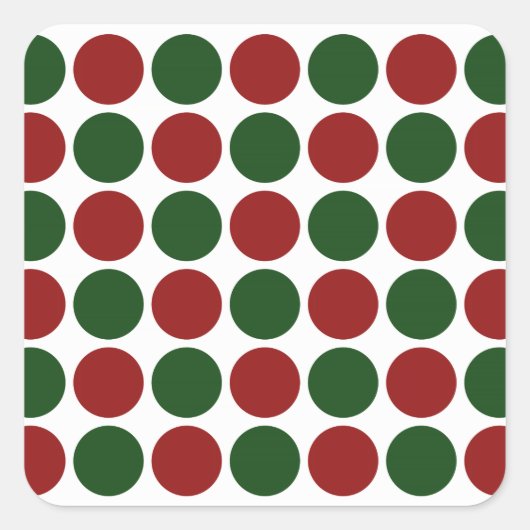Rode en groene poka dots op wit vierkante sticker (Voorkant)