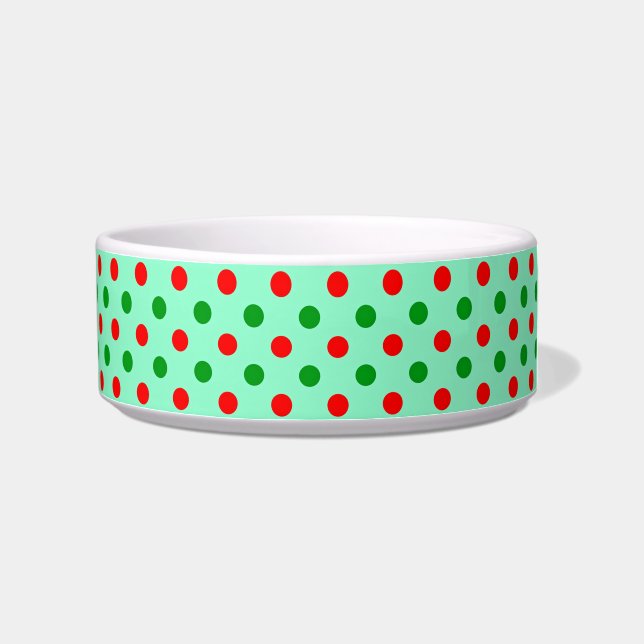 Rode en groene poka Dots Voerbakje (Rechts)