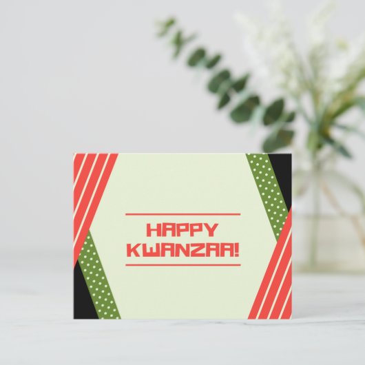 Rode en groene Polka Dot Modern Kwanzaa Briefkaart (Staand voorkant)