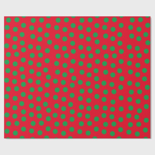 Rode en groene Polka stippen Cadeaupapier (Vlak)