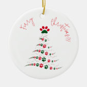 Rode en Groene Poot Kerstboom | Furry Christmas Keramisch Ornament (Voorkant)