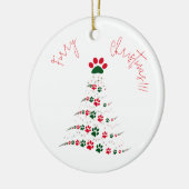 Rode en Groene Poot Kerstboom | Furry Christmas Keramisch Ornament (Links)