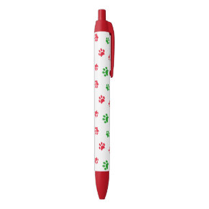 Rode en Groene Pootafdrukken Kerst Thema Zwarte Inkt Pen