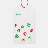 Rode en groene pootafdrukken patroon Kerstmis Cadeaulabel (Achterkant)