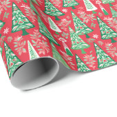 Rode en Groene Preppy Kerstbomen Cadeaupapier (Rol Hoek)