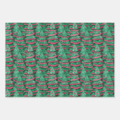 Rode en Groene Preppy Kerstbomen & Rendieren Inpakpapier Vel (Voorkant 2)