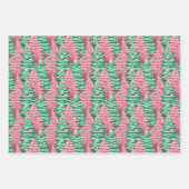 Rode en Groene Preppy Kerstbomen & Rendieren Inpakpapier Vel (Voorkant)