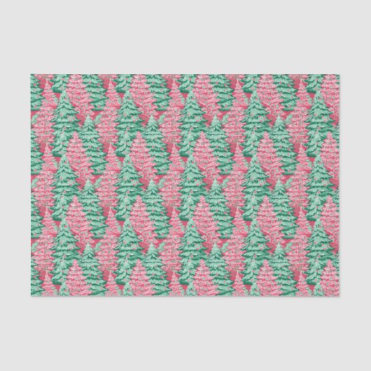 Rode en Groene Preppy Kerstbomen Tissuepapier (Voorkant)