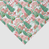 Rode en Groene Preppy Kerstmis Winter Huizen Tissuepapier (Detail)