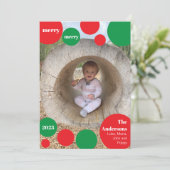 Rode en groene puntfoto feestdagenkaart (Staand voorkant)