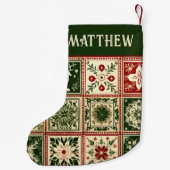  rode en groene quilt vierkanten kerst kleine kerstsok (Achterkant)