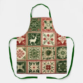 rode en groene quilt vierkanten kerst schort (Voorkant)