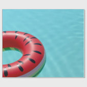 Rode en groene reddingsboei op zwembad cadeaupapier (Vlak)