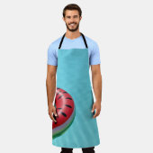 Rode en groene reddingsboei op zwembad schort (Gedragen)