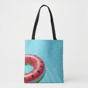 Rode en groene reddingsboei op zwembad tote bag