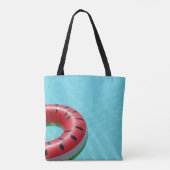 Rode en groene reddingsboei op zwembad tote bag (Achterkant)