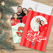 Rode en groene Retro Vrolijke Kerstfoto Feestdagenkaart
