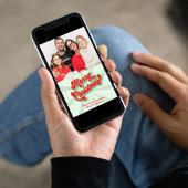 Rode en groene Retro Vrolijke Kerstfoto Feestdagenkaart